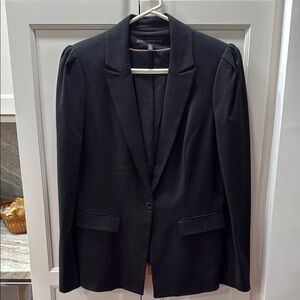 White House Black Market Black Blazer with princess puff Shoulders sz 14